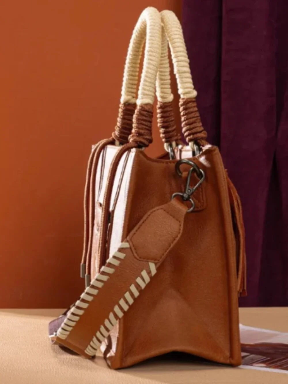 Wrangler Cow Print Tote Crossbody Bag Brown NWT